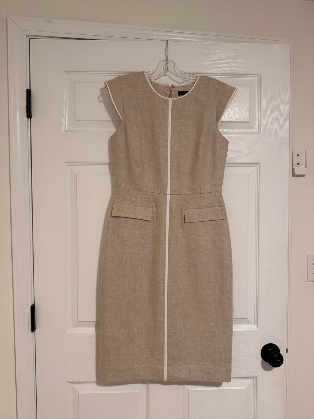 J. Crew Classic Cap-Sleeve Sheath Dress in Beige, suiting